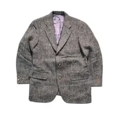 7AS6 テーラードジャケット　HarrisTweed グレー　ウール　 古着