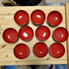 お椀 10客セット 朱塗り 扇柄 金彩 汁椀 吸物椀 和食器 来客用 法事