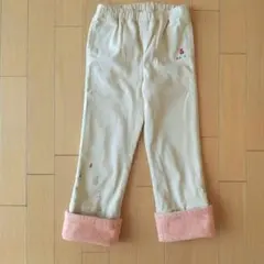 f-dash 110 ベージュ長ズボン裾折り返し可 あったか裏地 クリスマス刺繍