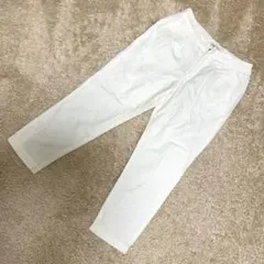 GLOBAL WORK コットンリネン タックパンツ ホワイト Sレディース