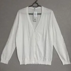 UNIQLO ホワイト Vネック カーディガン 長袖