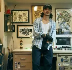 【ヴィンテージ】90s 80sチェック柄　ウールシャツ　　山田レン