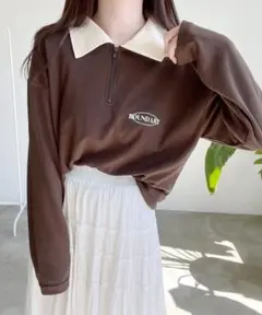 【お買い得】nana ブラウン ジッパートレーナー