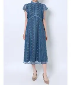 ラグナムーン　ストライプレースワンピース