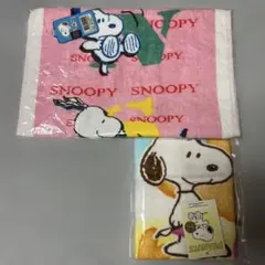 スヌーピー フェイスタオル ブルー＆オレンジ2枚セット 新品未使用