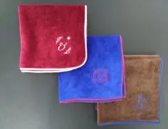 y*道様 今治タオル　タオルハンカチ 3枚セット 星座　おうし座　赤 青 茶色