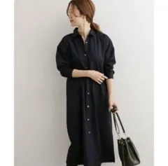 美品✨アーバンリサーチドアーズ ワイドシャツワンピース ロング丈 ネイビー