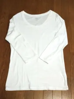 ユニクロ スーピマコットンモダールクルーネックT（七分袖） Lサイズ ホワイト