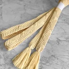 絹 帯締め☆幅広1.6cm 平組 砥粉色（クリーム・淡黄色）単色 上品 組紐