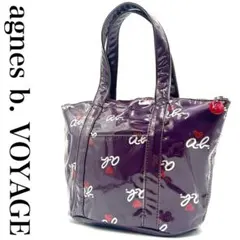 アニエスベーボヤージュ エナメル ハンドバッグ 総柄 パープル