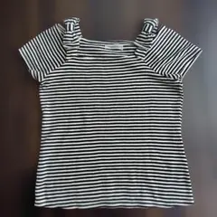 リボン付きストライプ半袖Tシャツ サイズ2のサムネイル