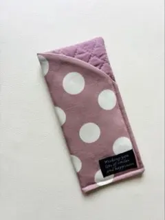 ハンドメイド　メガネケース　ピンク地　白ドット