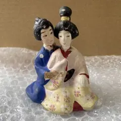 時代提物 彩色人物根付 天然素材 在銘【幼子をあやす おっかさん】横約
