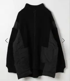 新品　niko and… ニコアンド　リブ×キルトジップブルゾン　黒