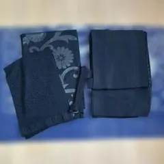 喪服 着物 帯　帯締め　帯揚げ　一式　家紋kimono リメイク　しつけ糸付き