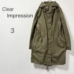 【クリアインプレッション】モッズコート フード付き ドローコード付き カーキ 3