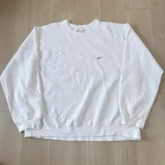 NIKE XL スウォッシュ刺繍 裏起毛スウェット トレーナー ホワイト