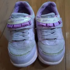 16.0cm ムーンスター　フリル付き薄紫スニーカー