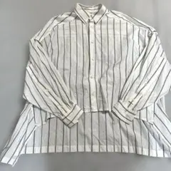 ウジョー Ujoh コットストライプ刺しゅう入り半袖ロングシャツ 2 