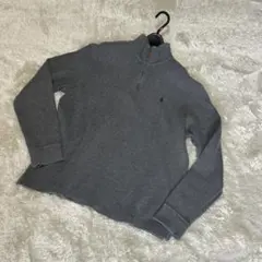 ポロラルフローレン　スウェット　ハーフジップ　刺繍ロゴ　グレー