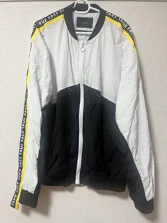 ZARA ナイロンジャケット Lサイズ ホワイト/ブラック/イエロー