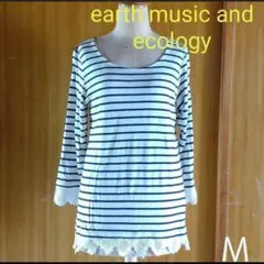 【earth music & ecology】七分袖カットソー/ボーダーT/M