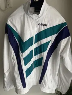 【希少カラー】adidas ナイロンジャケット ホワイト/ターコイズ