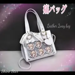 痛バッグ ホワイト クロコ ショルダーバッグ 推し活 缶バッジ ミニトート 新品