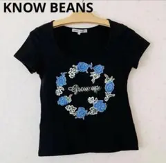 KNOWBEANS 薔薇刺繍　Tシャツ　40（L）ブラック　ノービーンズのサムネイル