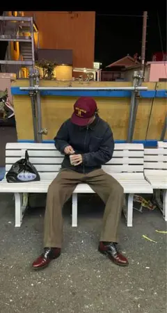 【グランパコア】ブラウン ワイドパンツ ウール混紡