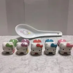 ハローキティ 陶器製箸置き 5個セット スプーン付き