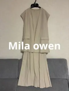 Mila owen ボックスシルエットノーカラーベスト、ノースリナローワンピース