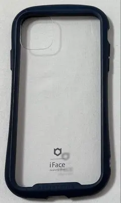 iFace iPhone 11 ケース クリア 強化ガラス (ネイビー)