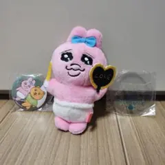 おぱんちゅうさぎ ぬいぐるみ 　マスコット　缶バッジ付き