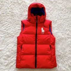 近年モデル✨ポロラルフローレン ビッグポニー ダウンベスト メンズS レッド 赤