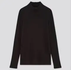 UNIQLO リブハイネックT（長袖） ブラック S