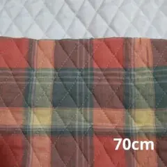 キルティング生地　T/Cチェック柄　オレンジ、グリーン、イエロー