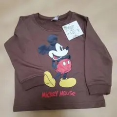 ミッキーマウス 長袖カットソー 90cm ブラウン