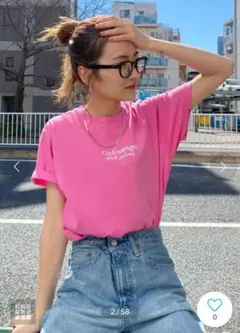 Ungrid ロゴプリント 半袖Tシャツ ピンクのサムネイル