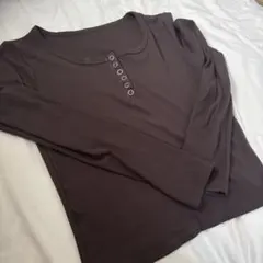 【訳あり】ブラウン 長袖トップス ボタン付き