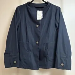 ルナリア　ノーカラージャケット ネイビー UVカット　撥水