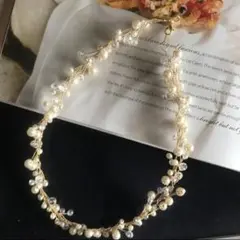 [未使用品] ボリュームネックレス　ブライダルアクセサリー　小枝　結婚式