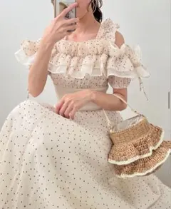 ミルフィーユフリルコルセットワンピ　ドット