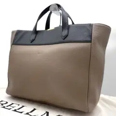 良品 ベルメール トートバッグ ハンドバッグ 腕掛け レザー 金具ロゴ A4可能