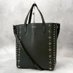 JIMMY CHOO トートバッグ ピムリコ スターエンボス 肩掛け ブラック