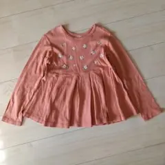 ピンク フラワー刺繍 長袖カットソー 130cm
