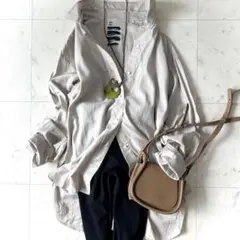 美品 カオス Chaos フィンモールスキンシャツ グレージュ オーバーサイズ