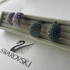 ２点セット Swarovski 多色ストーン イヤリングセット