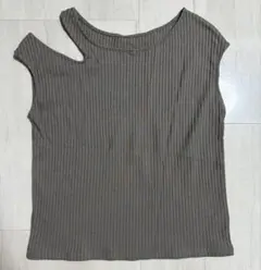 mystic トップス　デザインリブT ブラウン