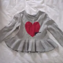 【ベビーGAP】ハート柄フリルニットセーター
